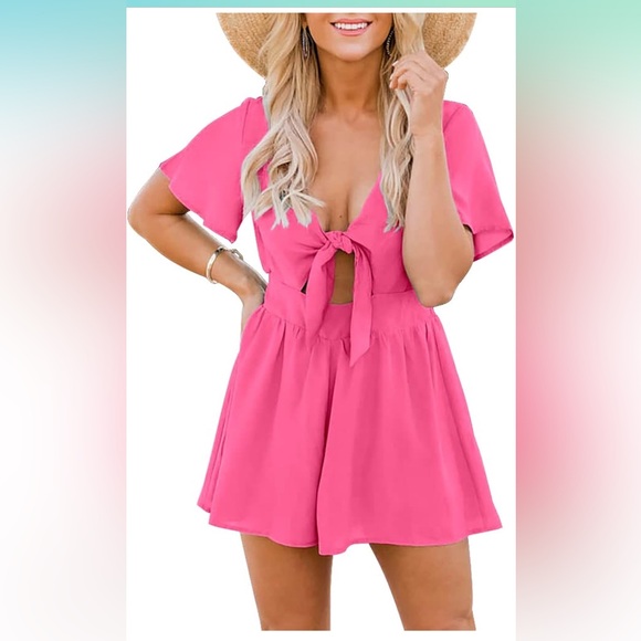 Dresses & Skirts - NEW  Womens Summer Short Rompers SexyCute Loose Tie Front Jumpsuit Casual
